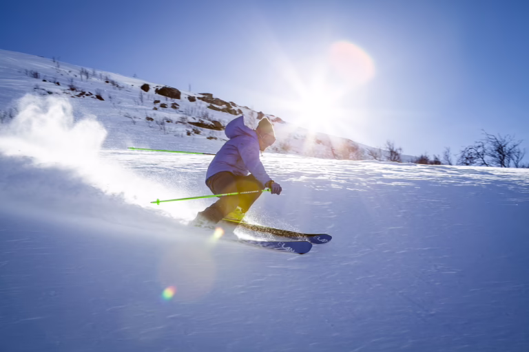 Skifahren Sonnenuntergang